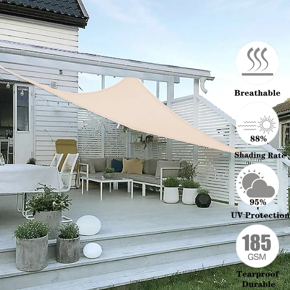Vela triangular para sombra de sol, toldo de protección solar de HDPE transpirable, dosel de bloque UV para jardín al aire libre, Patio, pérgola, piscina, carpa - imagen 2