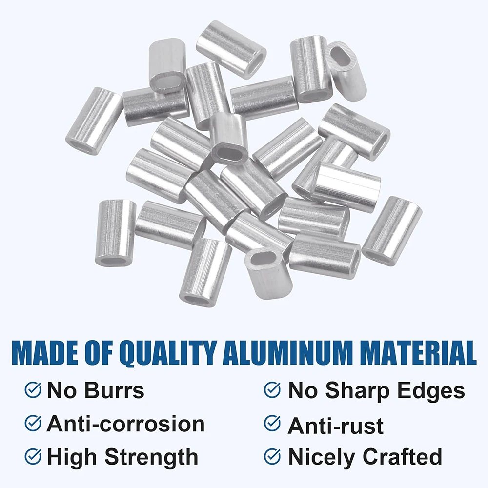 100 Uds mangas de engarce de aluminio de un solo barril mangas de prensado ovaladas conectores de tubo de sedal aparejos de pesca de cuerda de alambre - imagen 3