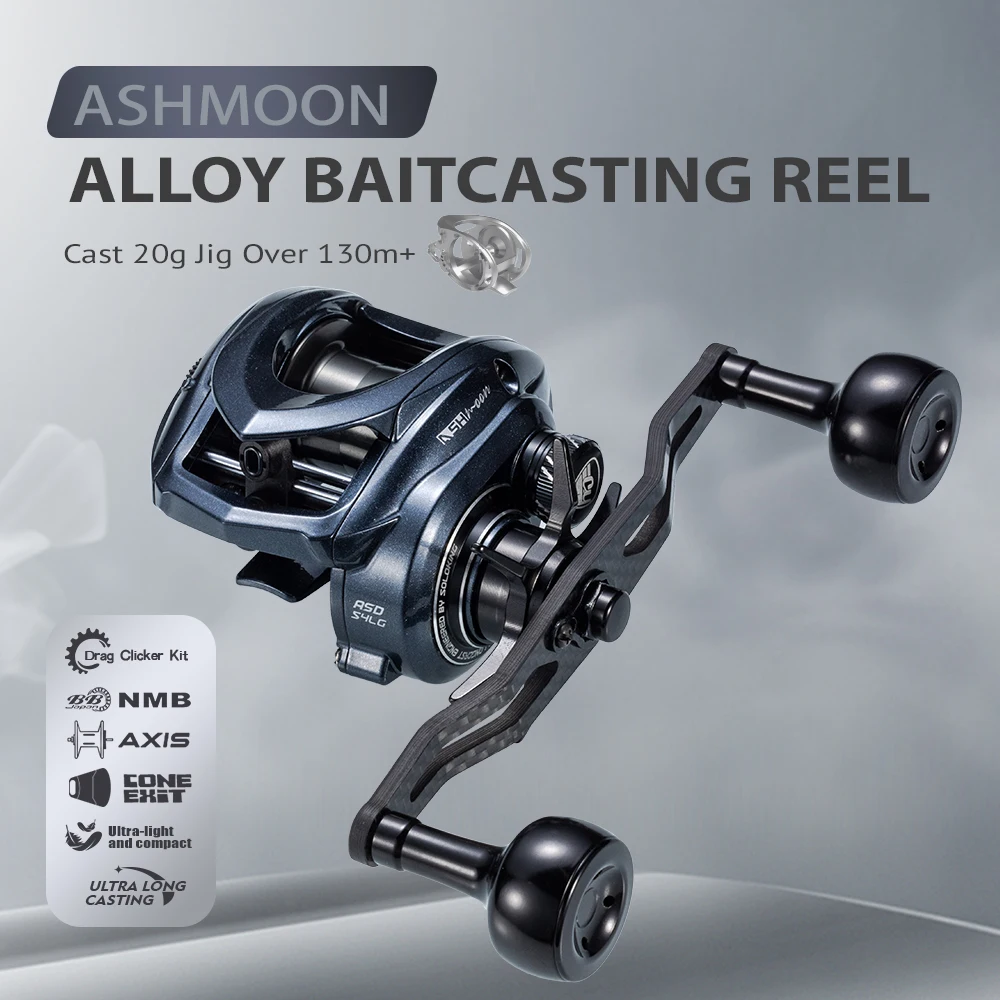 Carrete de Baitcasting de aleación SOLOKING ASHMOON 12 + 1BB 6KG de potencia carrete BFS de mango largo/carrete de todo uso/carrete de pesca en el mar