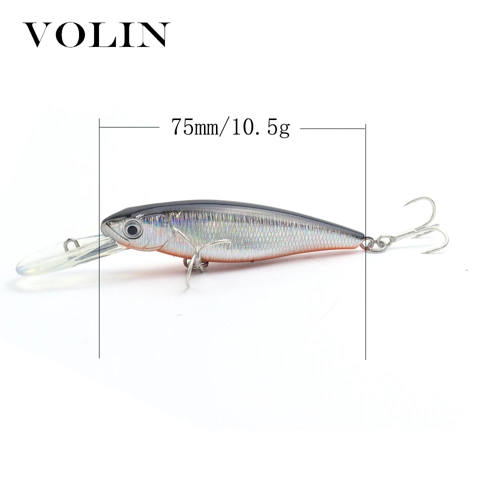 VOLIN nuevo Wobbler de pesca 75mm 10,5g señuelo mágico Minnow cebo Wobblers Artificial cebo duro con señuelo de pesca de bola - imagen 2