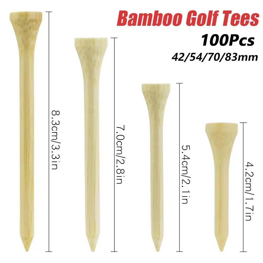 100 Uds. Pasadores de Golf de bambú, accesorios de entrenamiento de Golf biodegradables más fuertes, menos fricción, 42mm, 54mm, 70mm, 83mm, camisetas de Golf reemplazables - imagen 3