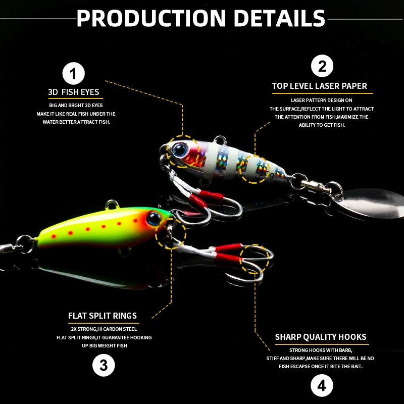 Señuelos giratorios de trabajo mágico, plantilla de Metal, 20g, 30g, 40g, cebo Artificial, pesca en el mar, cola de agua salada, Spinner, accesorios de pesca - imagen 4