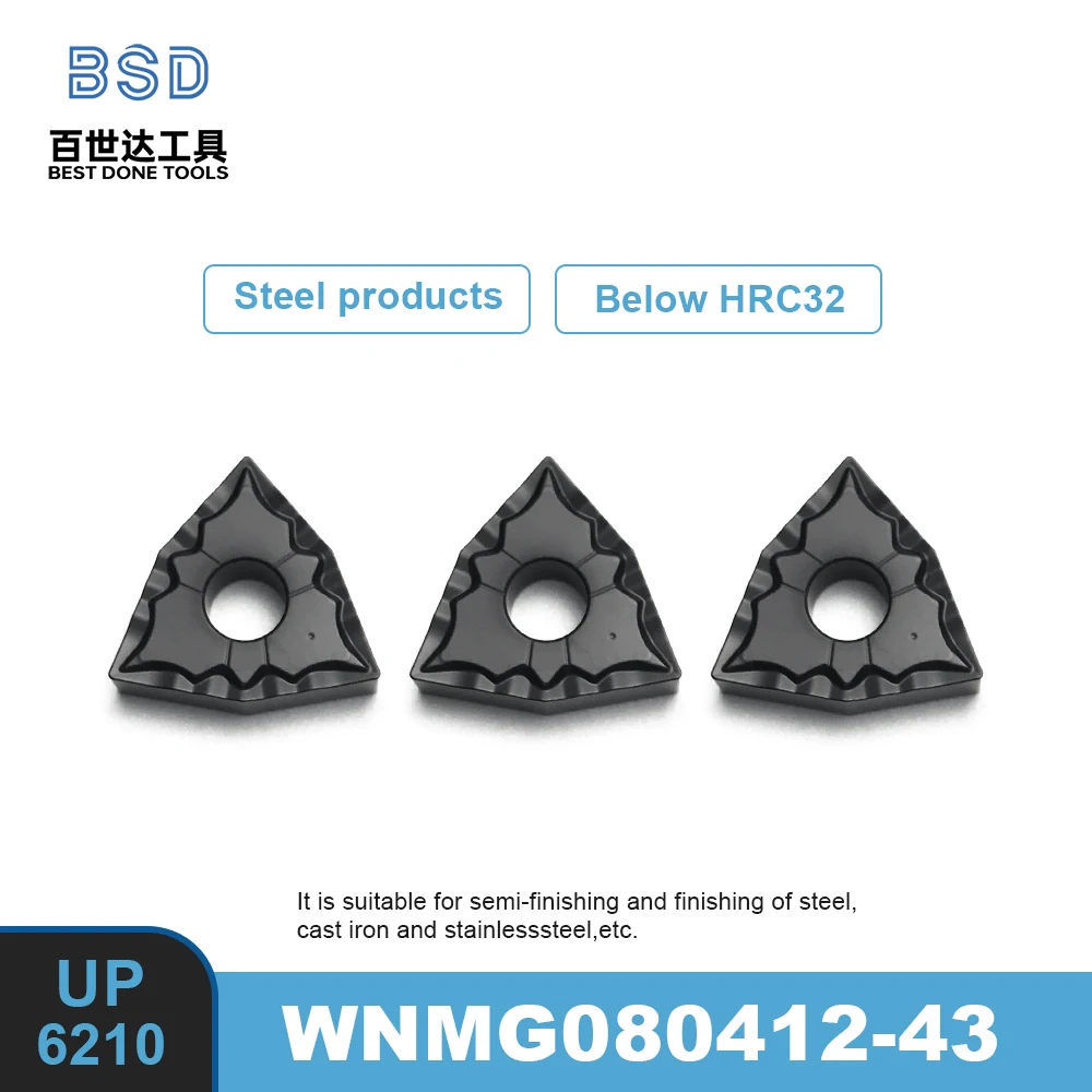 UP6210 WNMG080412-43 Insertos de carburo: herramientas de torno CNC recubiertas de CVD para acero/hierro fundido (abajo de HRC32, OEM) - imagen 3