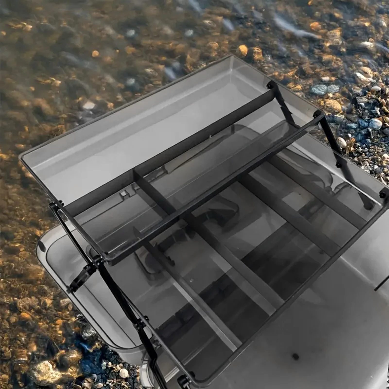 Caja de aparejos de pesca de 3 capas, caja de almacenamiento de pesca portátil de gran capacidad para anzuelos de cebo, bolsa de pesca transparente visible