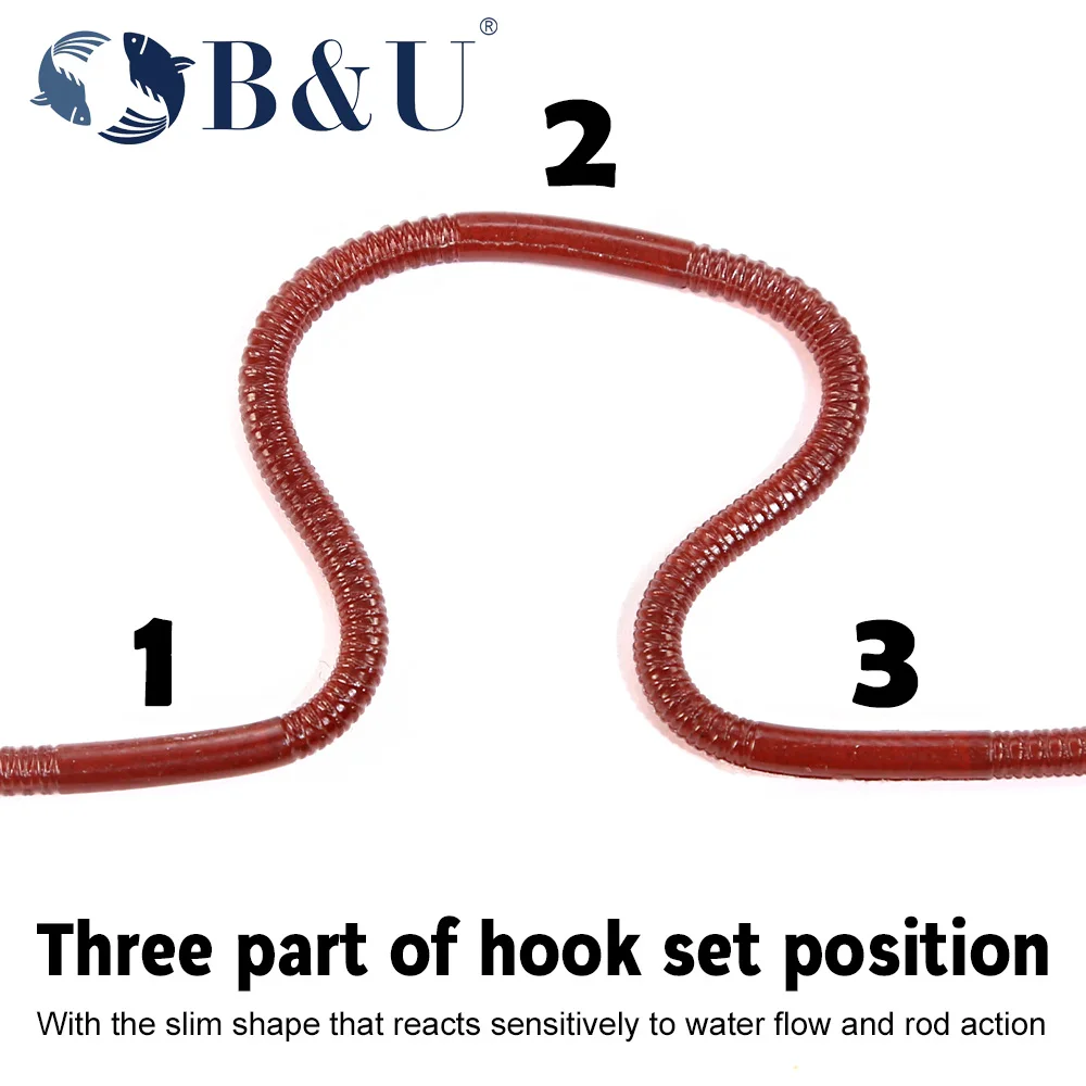 B&U 280mm Earthworm Slow Sinking Soft Lure Artificial Fishing Lures Sea Worms Bait Soft Silicone Fishing Lure Bass Fishing - imagen 5