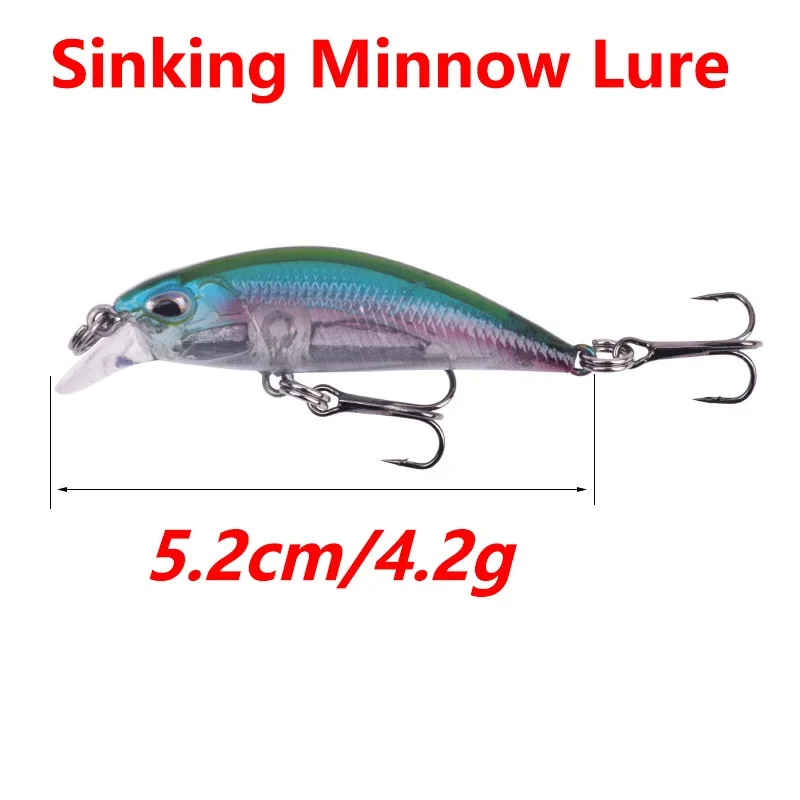 1 Pc 5,2 cm 4,2g señuelo de Pesca hundimiento Minnow Wobblers SwimBait Jerkbait para perca lubina cebo duro Artificial Crankbaits Pesca - imagen 3