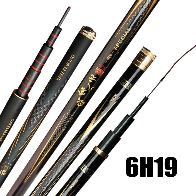 6H19 초경량 하드 낚싯대 고품질 민물 바닷물 낚싯대 2.7m/8.1m 카본 텔레스코픽 낚싯대 (잉어용)