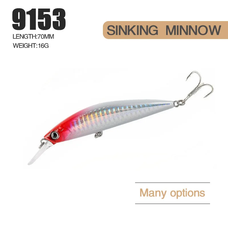 Minnow-señuelo de pesca artificial, 70mm/16g, boca deformada, cebo falso de pez mandarín, se hunde lentamente - imagen 3