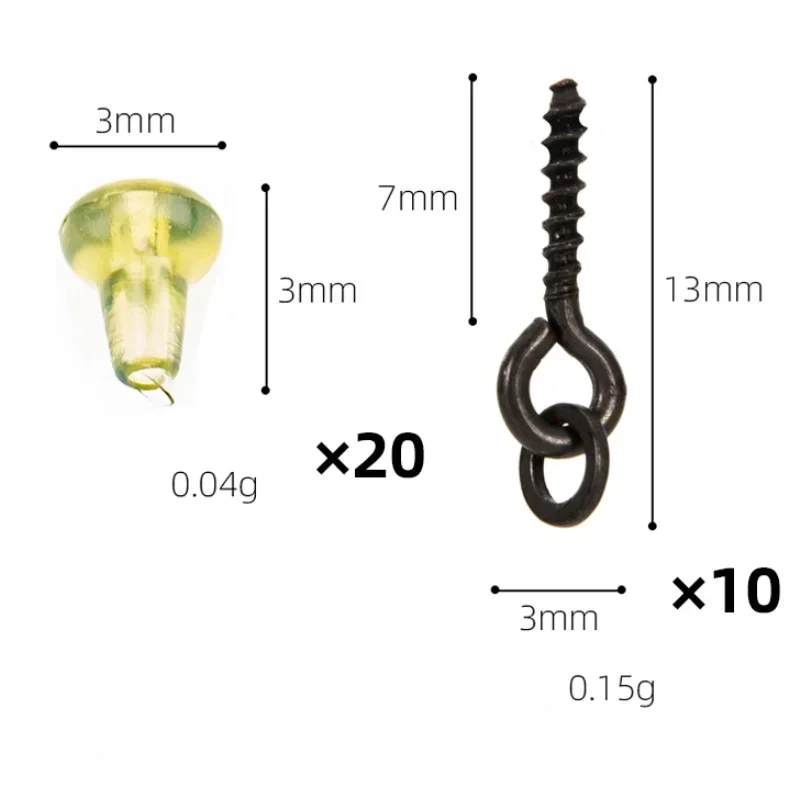 Cuentas de goma para anzuelo de carpa, accesorios de pesca de carpa, tapón de anzuelo, 20 piezas, aparejos de pesca con tornillo Boilie - imagen 3