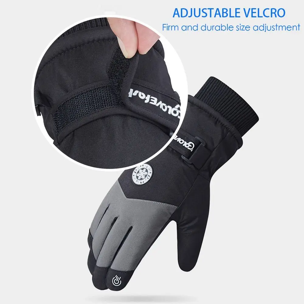 Guantes de montar de cuero de PU con pantalla táctil de invierno de lana impermeable guantes de esquí guantes de nieve - imagen 3
