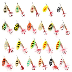 W.P.E nuevo señuelo giratorio cebo duro 1 Uds 6,5g/10g/13,5g señuelo cuchara señuelo de Metal pluma anzuelo triple aparejos de Pesca Pesca de lubina Pesca