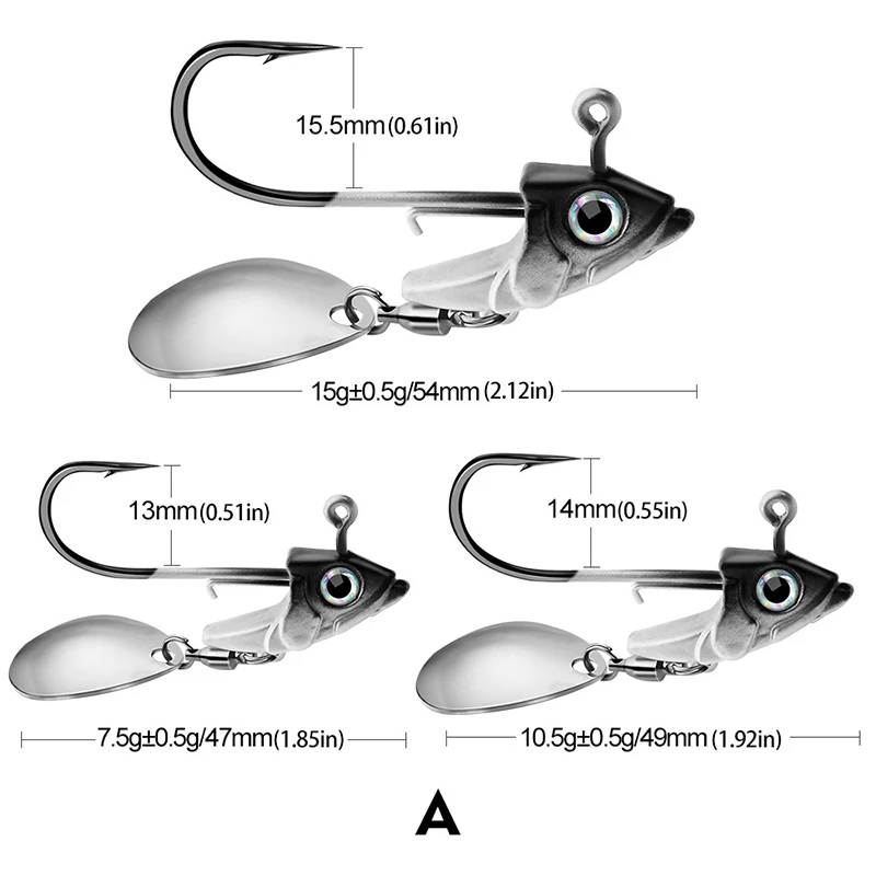 Señuelo de pesca VIB con lentejuelas de Metal giratorio, 7,5g/10,5g/15g, cebo Wobbler, perca giratoria, cebo falso, Crankbait, Jig Shads, peso de equilibrio - imagen 5