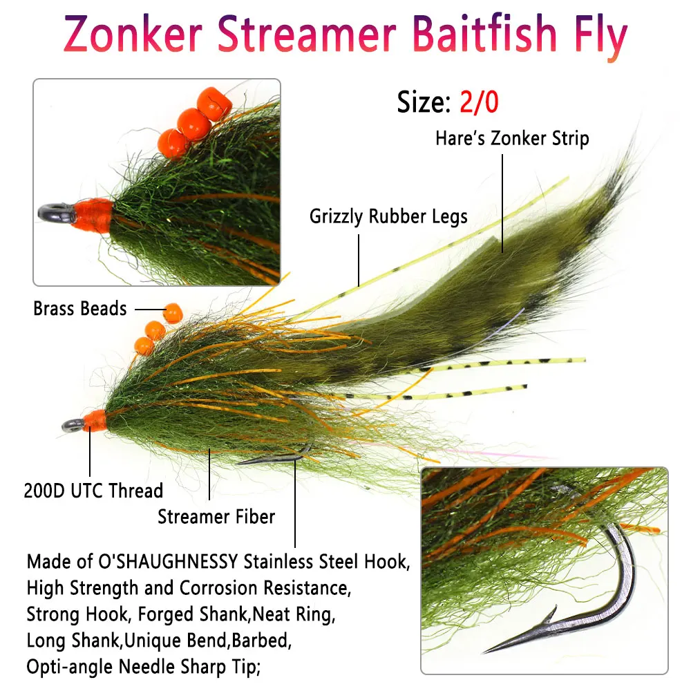Bimoo Zonker – Streamer de acero inoxidable para mar, lucio y trucha - imagen 4