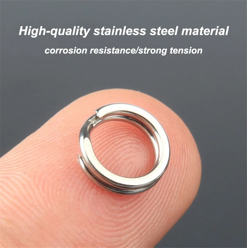 Anillo dividido de acero inoxidable, Conector de pesca de doble anillo de 2,5mm-7mm de diámetro, accesorios de pesca a presión redondos de alta resistencia, 50 unidades por lote - imagen 3