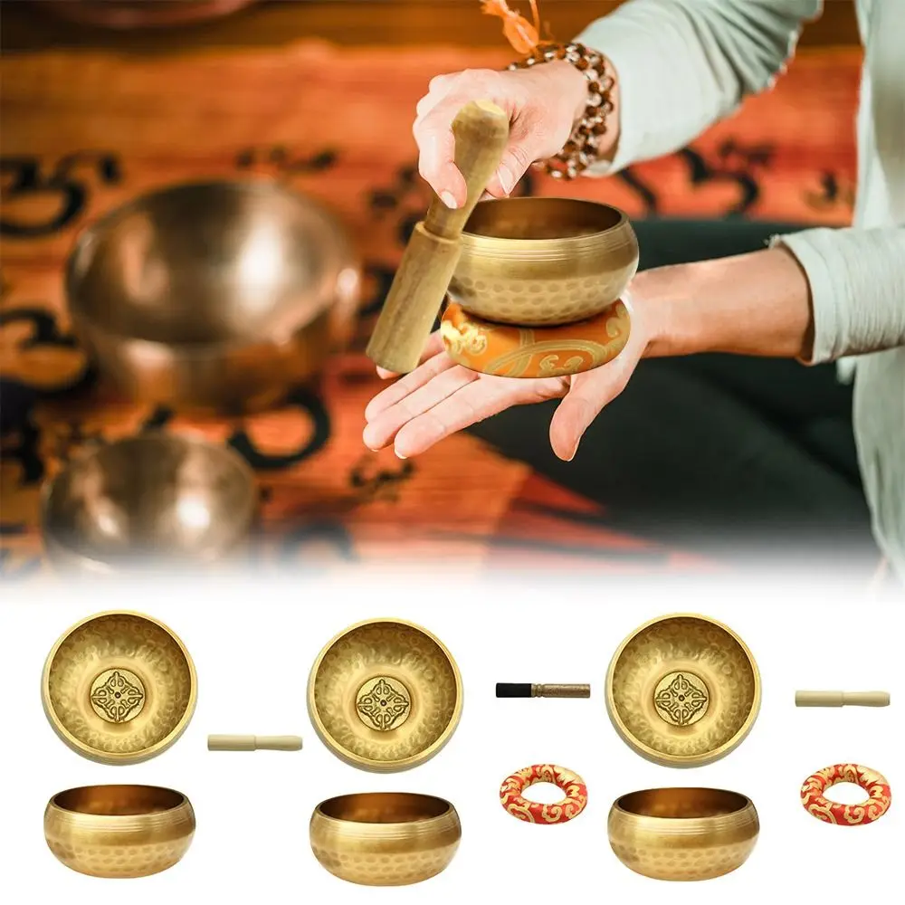 Nuevo Cuenco budista tibetano de Nepal, cuencos tibetanos de fondo plano hechos a mano, cuenco de meditación con mortero cruzado