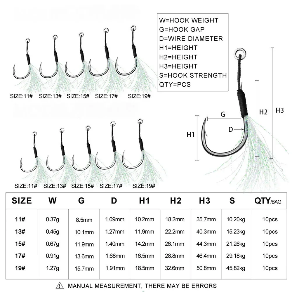 20 unids/lote, plantillas de Pesca de Jigging lento, anzuelo de asistencia con púas, anzuelos individuales, hilo de pluma, Pesca, señuelo de Pesca de acero rico en carbono - imagen 2
