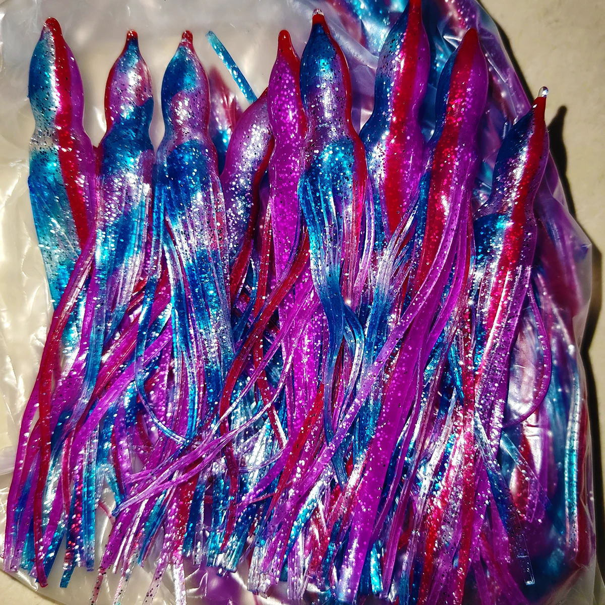 10 Uds. Faldas de calamar y pulpo Trolling 15cm 18cm 21cm Marlin atún Wahoo Pakula falda suave aparejada agua salada gran juego señuelo de pesca - imagen 2