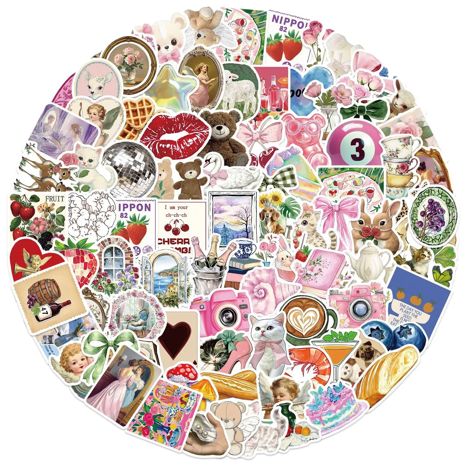 50/100 Uds Y2K niñas estéticas rosas pegatinas de grafiti teléfono guitarra portátil maleta pegatina impermeable juguetes para niños - imagen 3