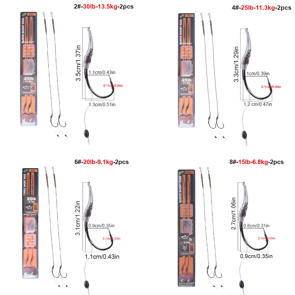 FTK Grupo de pesca de carpa europea 2 # -8 #   Juego de anzuelos de Pesca de sublínea de 10-30LB para aparejos de Pesca de carpa, accesorios de herramientas Iscas - imagen 2