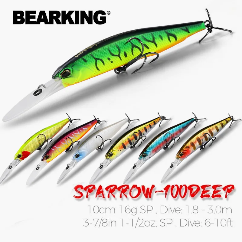 BEARKING 10cm 16g señuelo Wobblers Crankbaits señuelo duro Lucio cebo Artificial aparejos de pesca lubina trucha Señuelos de pesca