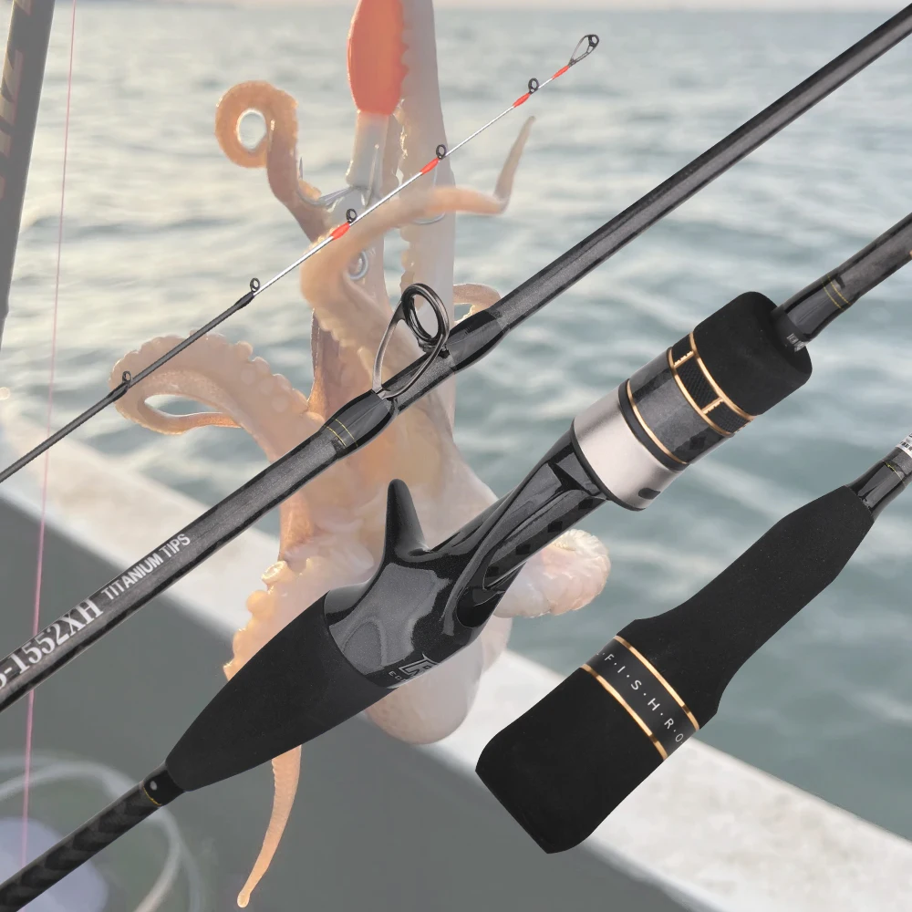 ROLLFISH-caña de pescar con punta de titanio, pulpo, calamar, sepia, 1,55 M/5,08 pies, acción 9:1, fundición de fibra de carbono, caña de Jigging ligera para agua salada - imagen 4