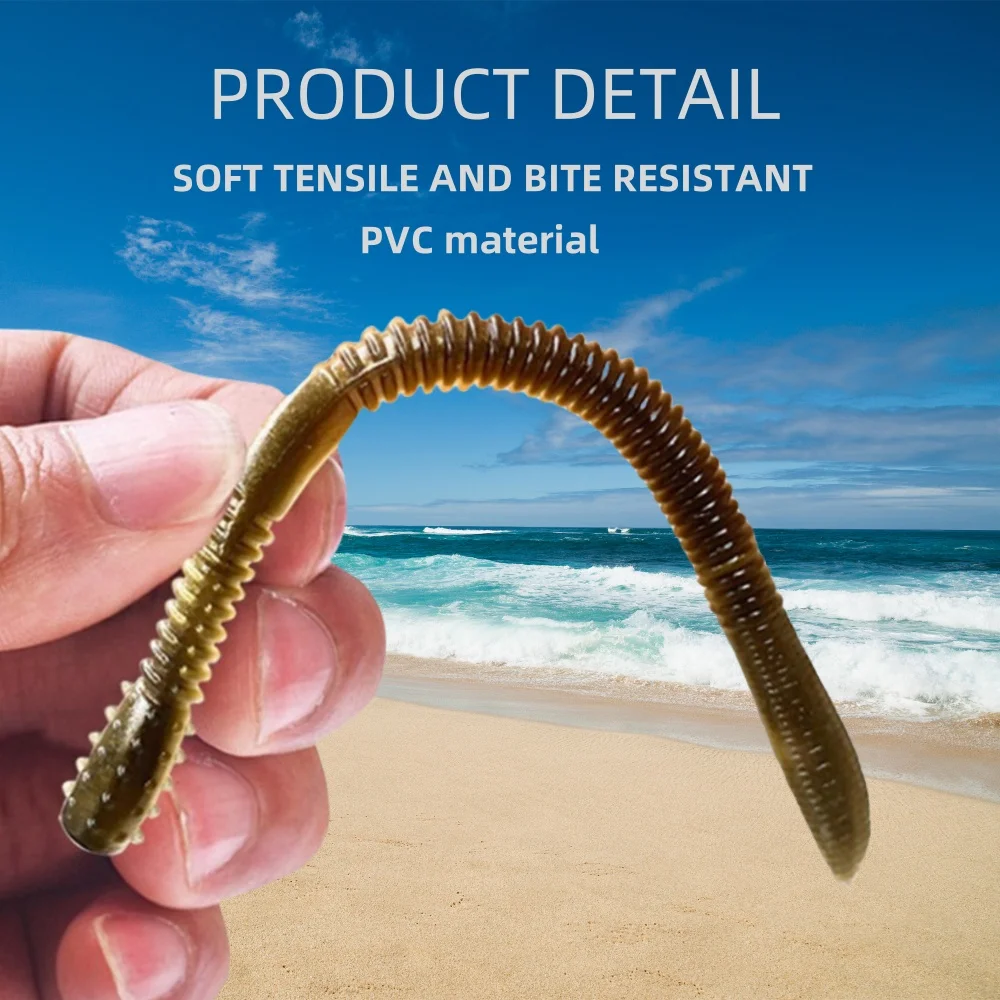 MUKUN-cebo suave de silicona para truco de gusanos, 10cm/1,85g, 13cm/3,7g, Leurre Souple para todos los peces, Iscas, Señuelos de Pesca artificiales, gusanos en barra - imagen 5