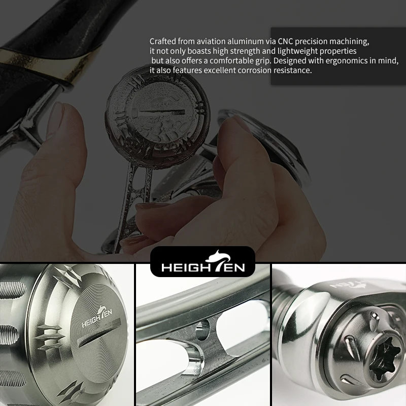 Carrete giratorio HEIGHTEN de un solo mango, 55mm reemplazable, 60mm con perilla de 35mm de diámetro, piezas de repuesto para carrete giratorio, pesca de lubina - imagen 4