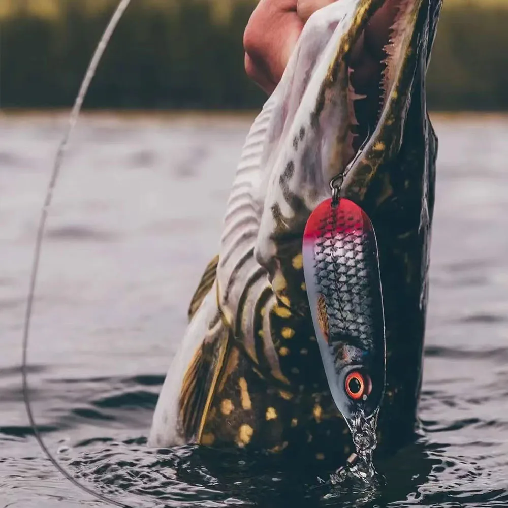 Señuelos de pesca con cuchara, 8,5 cm, 11g, cebo duro para pesca en agua dulce y salada, plantilla de Metal, señuelo de atún, cucharas, anzuelo, Lucio, lubina, salmón - imagen 5