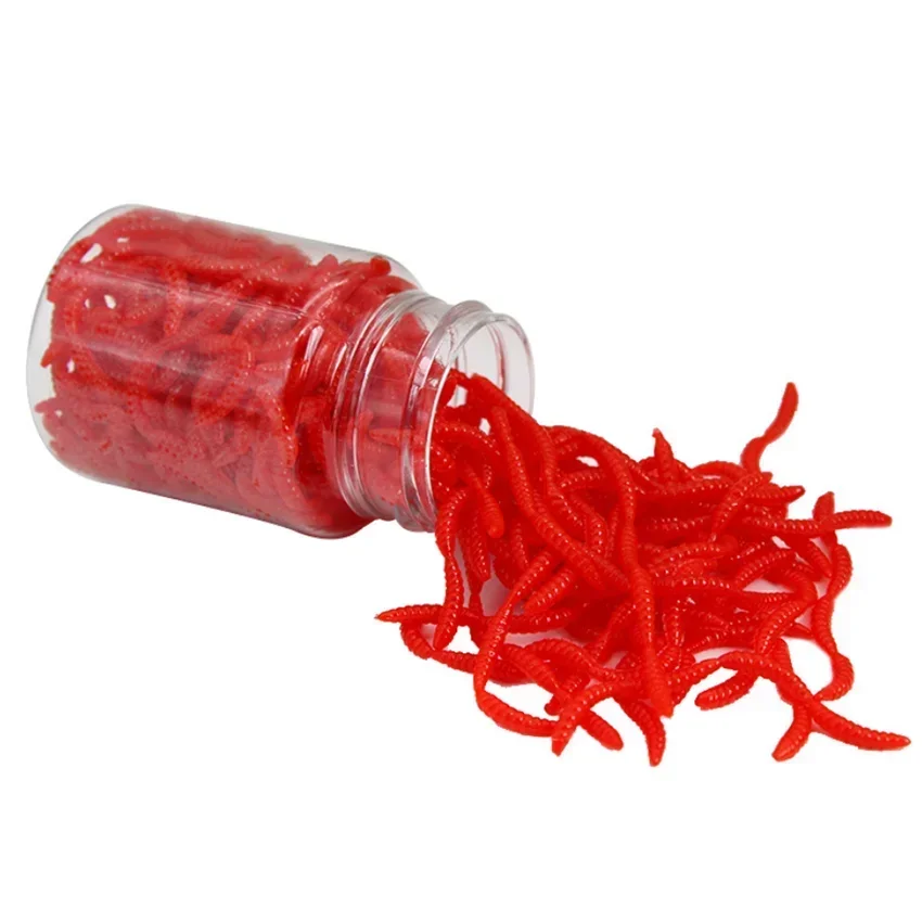 Señuelo suave de gusano rojo realista, cebo Artificial de silicona para pesca de lombriz de tierra, olor a Camarón, carpa, lubina, 50/100/200 piezas - imagen 4