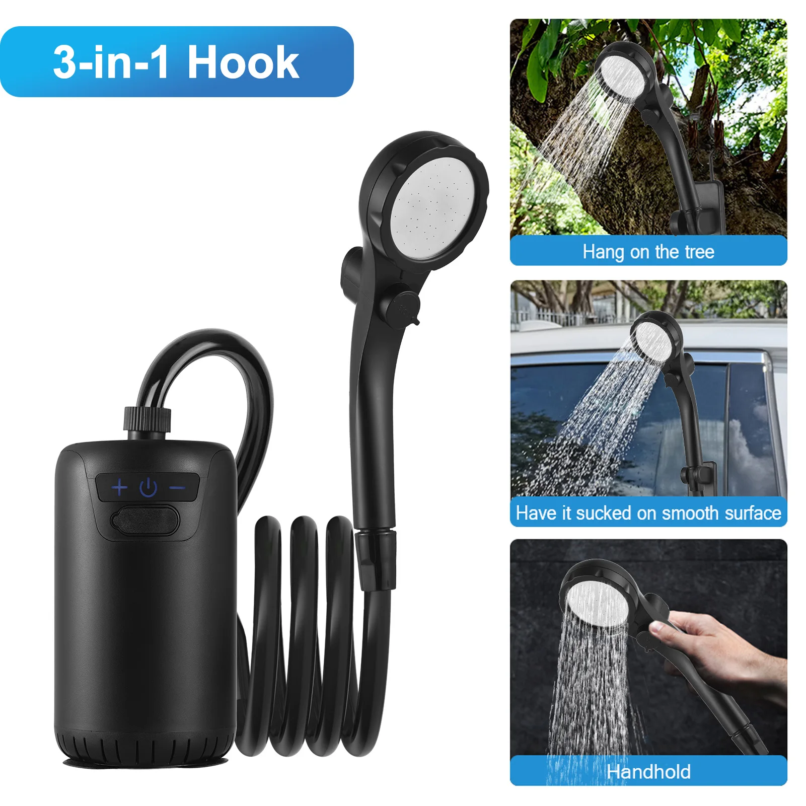 Ducha portátil para acampar, ducha exterior, ducha eléctrica con pantalla de temperatura para acampar y hacer senderismo - imagen 5