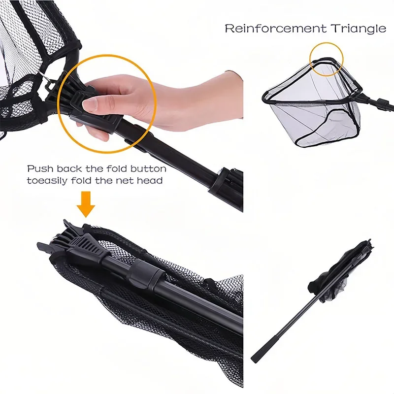 Red de pescado plegable compacta, diseño triangular, aleación de aluminio, para peces grandes: tamaños de 1,1 m a 2,3 m - imagen 5