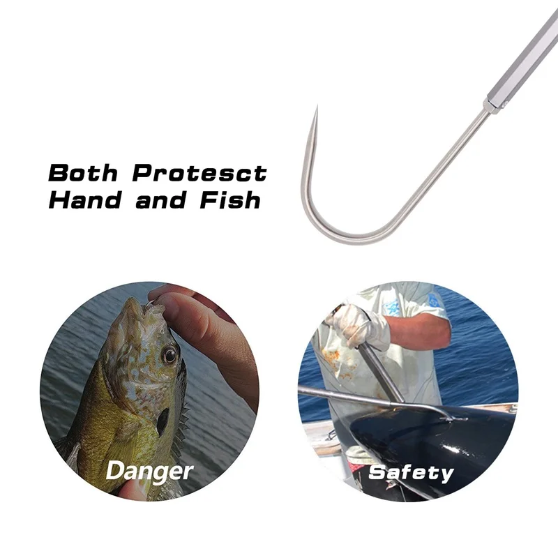 Goture-anzuelo de pesca telescópico de 60/120cm con gancho de lanza de acero inoxidable, agarre antideslizante, accesorio de equipo de pesca para captura - imagen 2
