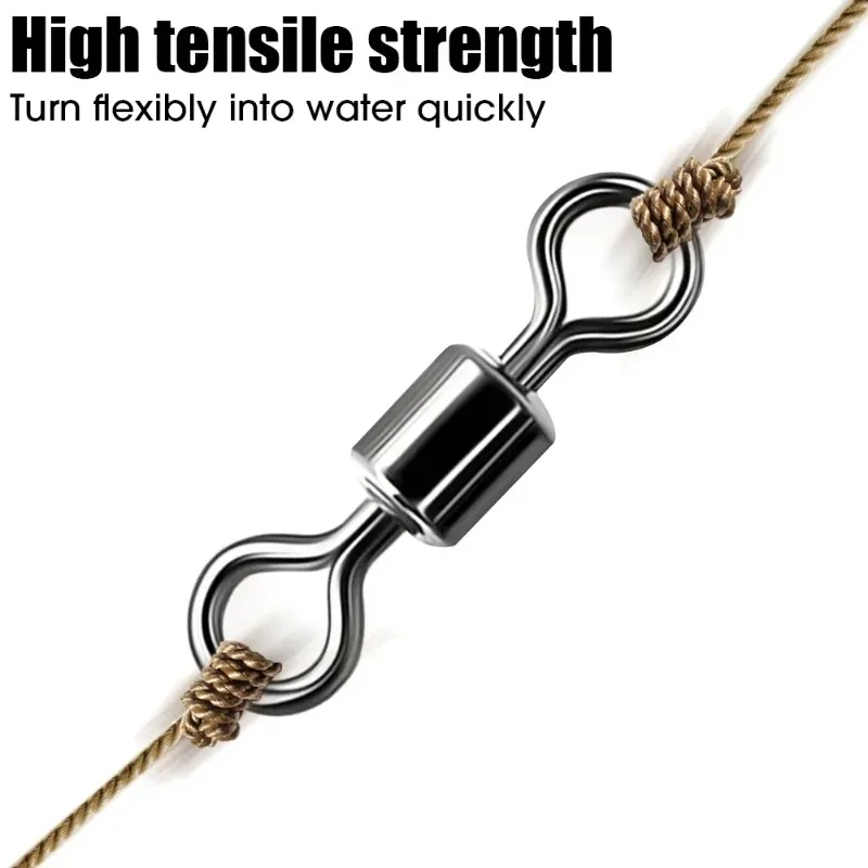 Giratorios de barril de acero inoxidable con anillo sólido para pesca - imagen 3