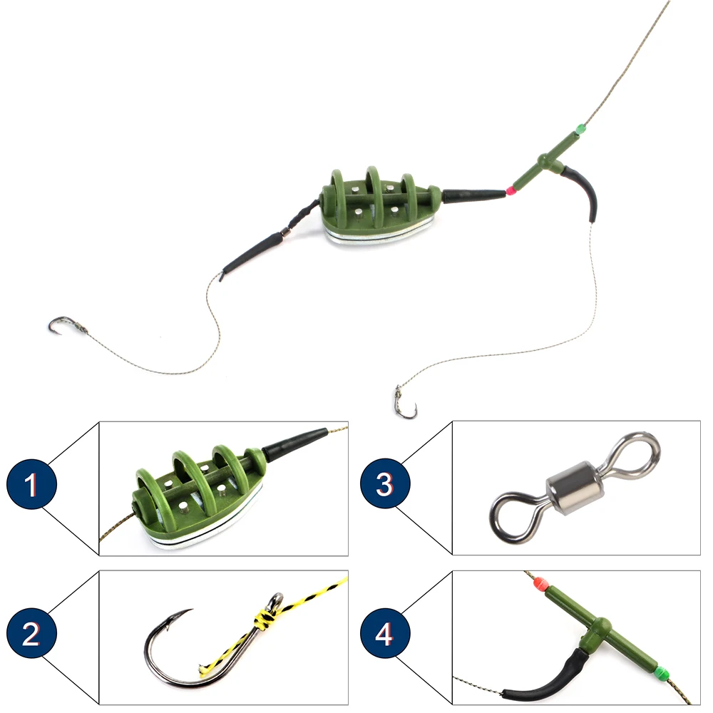 FISH KING-Juego de 2 anzuelos de pesca de carpa, 40g-80g, señuelo de pesca, trampa de cebo, alimentador, jaula, anzuelo afilado, accesorio de pesca - imagen 5