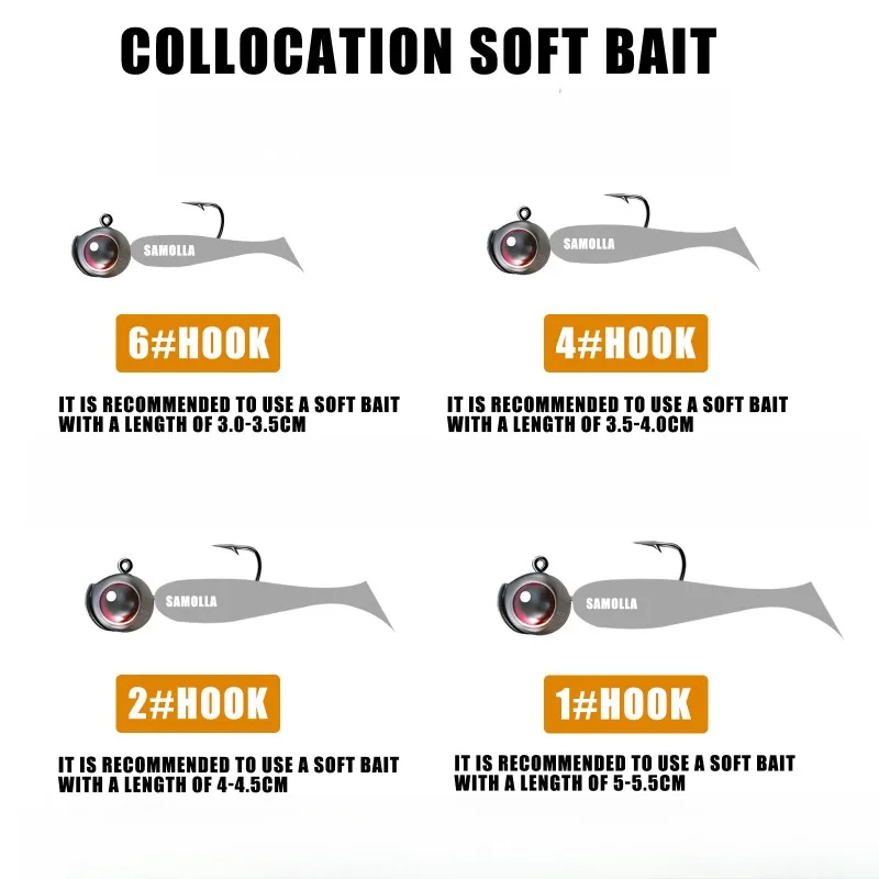 Anzuelos con cabeza de plomo, cebo de Jigging con ojos 3D, raíz de púas, anzuelo Ned, anzuelo ultrafino, cola en T, señuelo suave, aparejos de lubina, 5 uds./10 Uds. - imagen 2