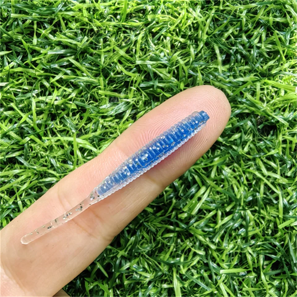 MUKUN Single Needle Tail Worm Micro 48mm 0.42g Fishing Lure Ajing Small Rockfish Silicone Isca Artificial Bait Luminous Jig 12pc - imagen 3