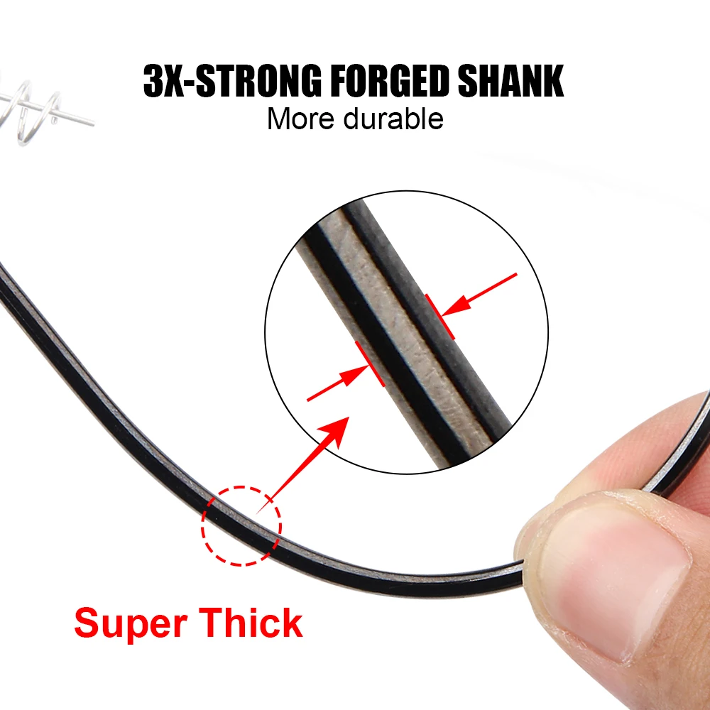 Anzuelos de natación sin peso Spinpoler Raptor con resorte de pasador de centrado 5/0 7/0 10/0 anzuelos sin cuña compensados de acero rico en carbono - imagen 5