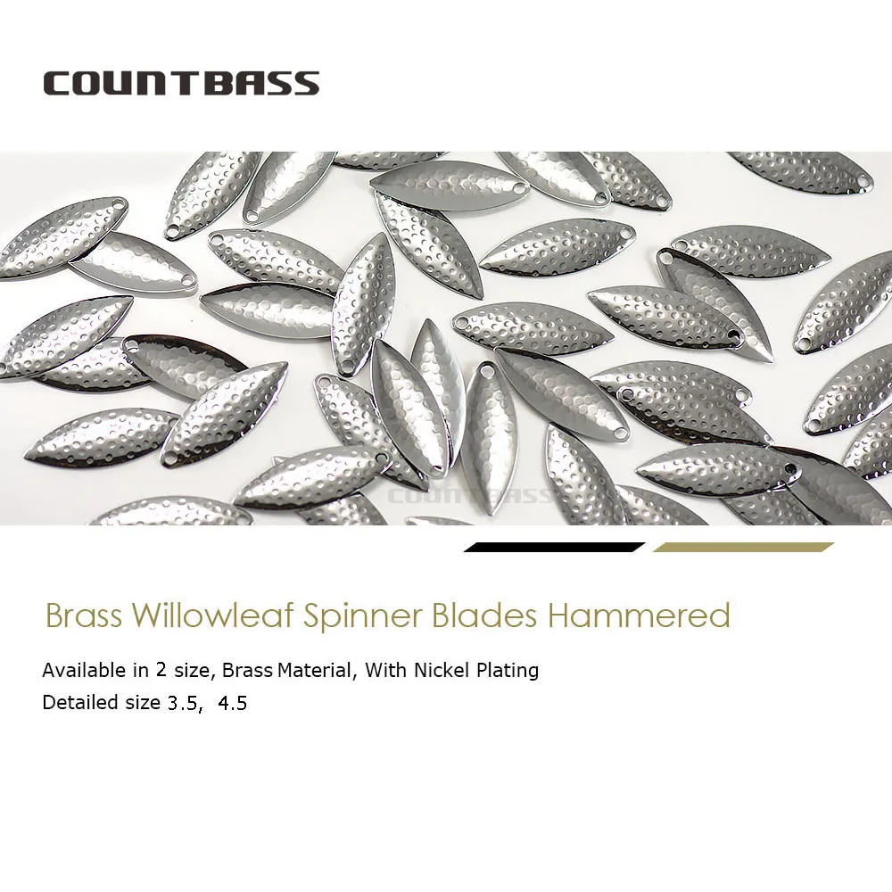 Countbass 50 Uds Size3.5 Size4 níquel latón hoja de sauce Spinner cuchillas patrón martillado señuelo de pesca accesorios piezas componente - imagen 2