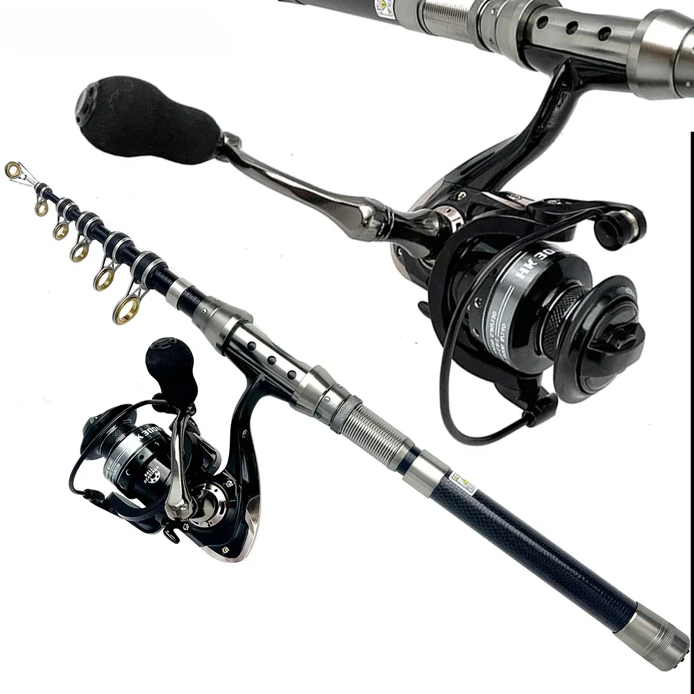 Carrete de caña de pescar de 1,5-2,4 m, Combo de caña de pescar telescópica portátil, relación de engranaje 5,2: 1, carrete giratorio + línea/flotador/frijol espacial - imagen 3