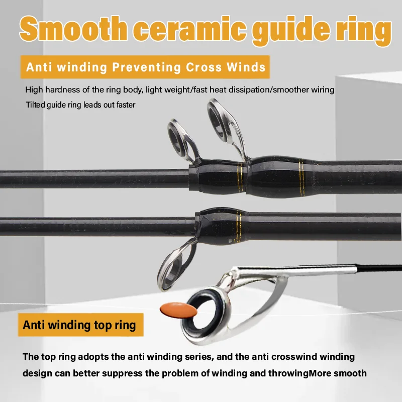 Cañas de pescar de mar DEUKIO de alta cantidad, caña de pescar telescópica de fibra de carbono, aparejos de pesca giratorios de 1,8 M y 2,1 M - imagen 3