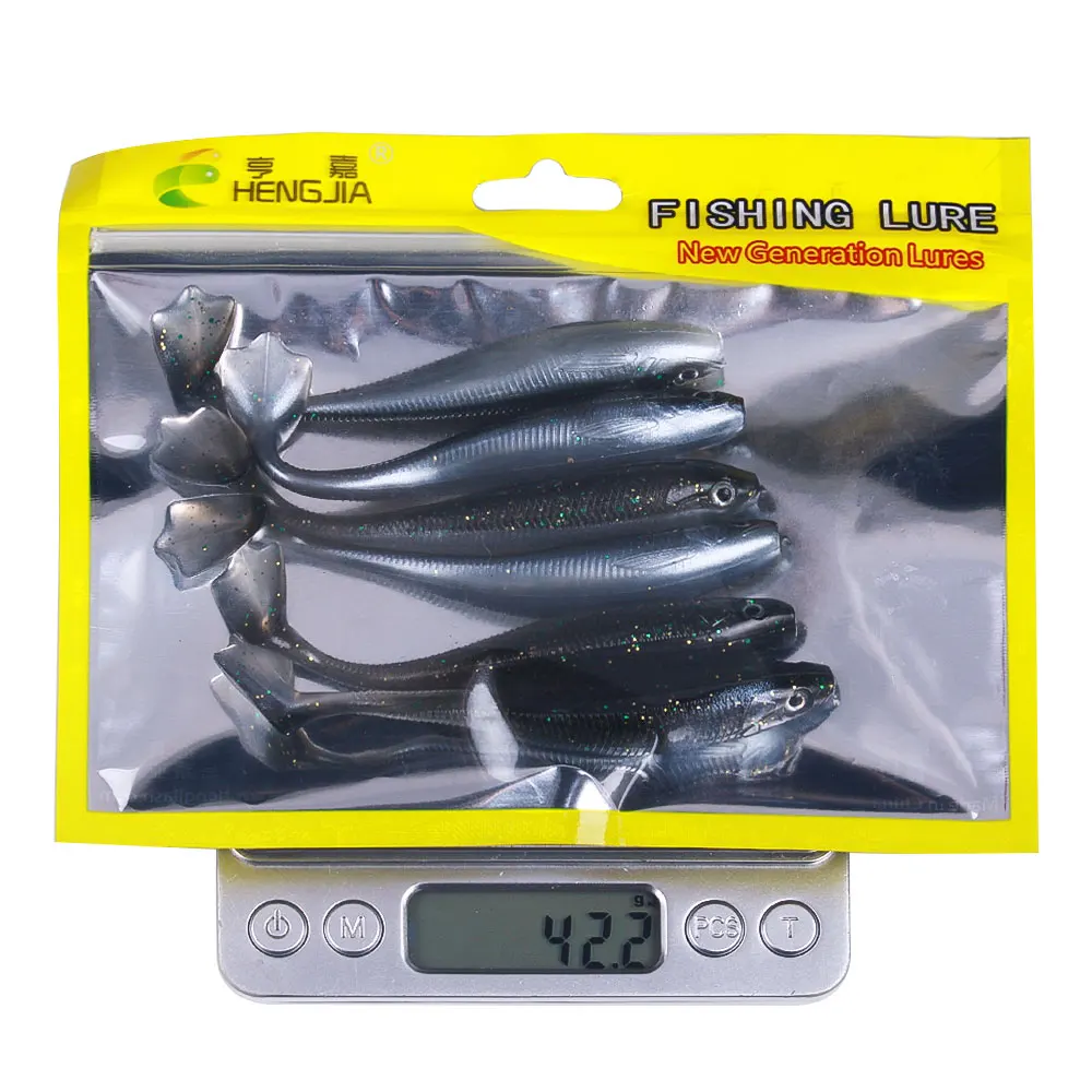 6 unids/bolsa Softbait con cola en T pez trucha y lubina señuelo de pesca cola de pata de pato cebo Artificial para pesca en agua dulce y salada - imagen 5