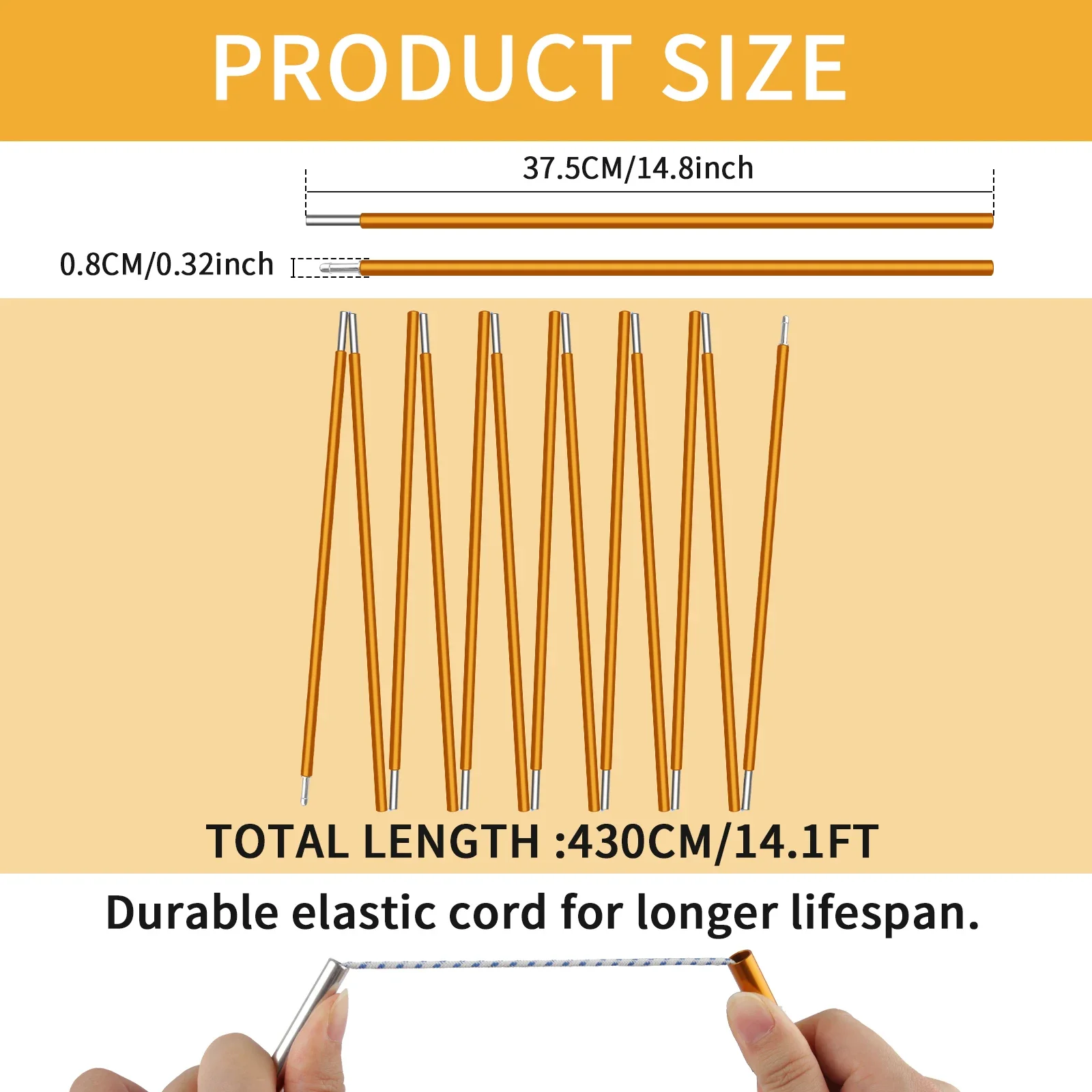 8MM Portable Aluminum Alloy Tent Pole 3.6/4.3M Foldable Thickenned Shade Sail Rods for Outdoor Camping Canopy Shelter Accessorie - imagen 5