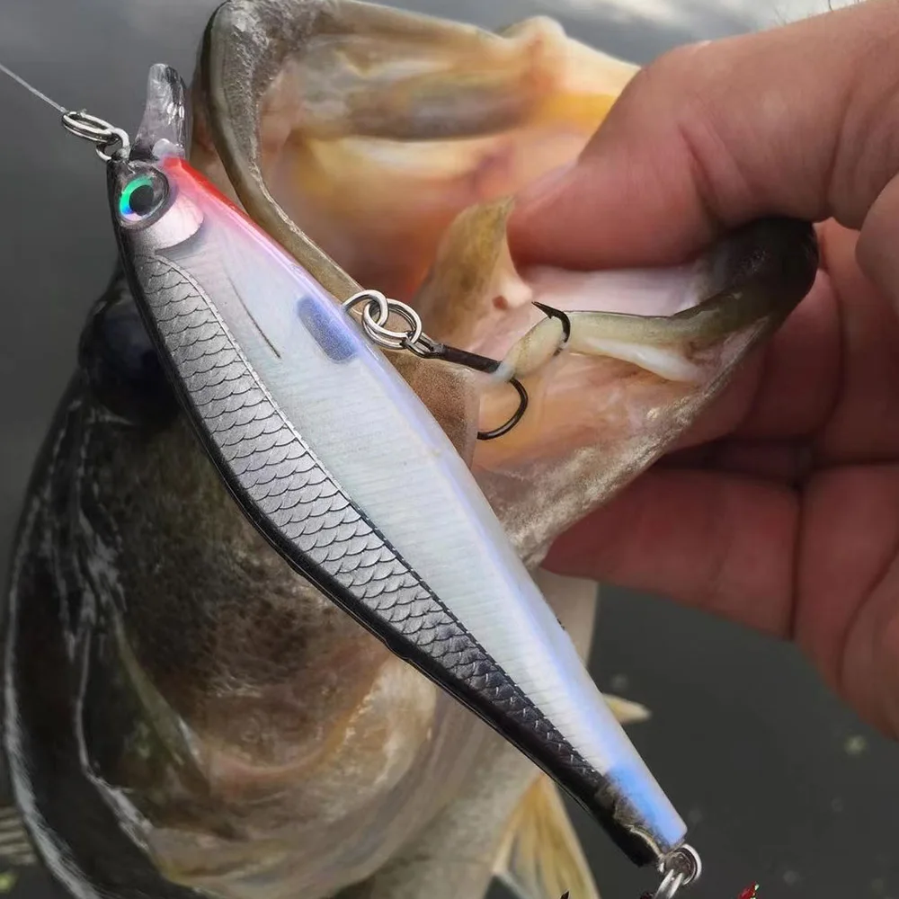 Señuelo de pesca Minnow, cebo Artificial duro láser, ojos 3D, 11cm, 13g, Wobblers de sombra, aparejos de pesca de carpa, Jerkbait de hundimiento lento - imagen 5