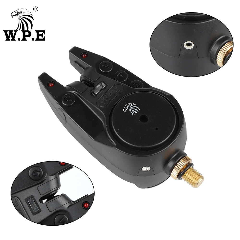 W.P.E 1 Juego de alarma de cebo de pesca de carpa electrónica 4 + 1 Juego LED sonido Indicador de alerta inalámbrico tienda de campaña luz alimentador de carpa alarma de pesca - imagen 5