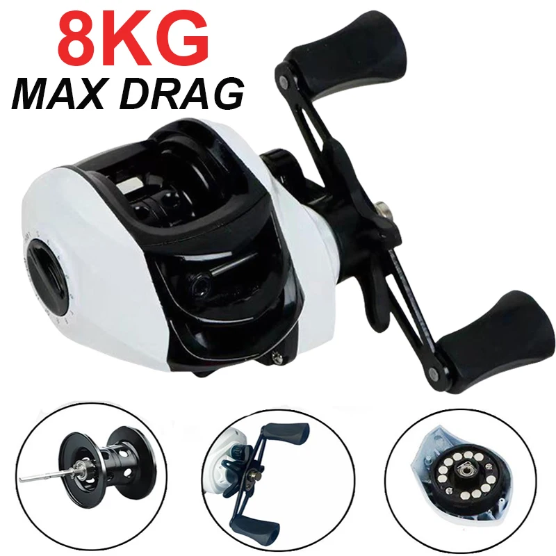Long-distance Casting Fishing Reel Magnetic Brake High-speed Gear Ratio 7.2:1 Saltwater Jigging Wheel Max Drag 8KG for Carp Bass