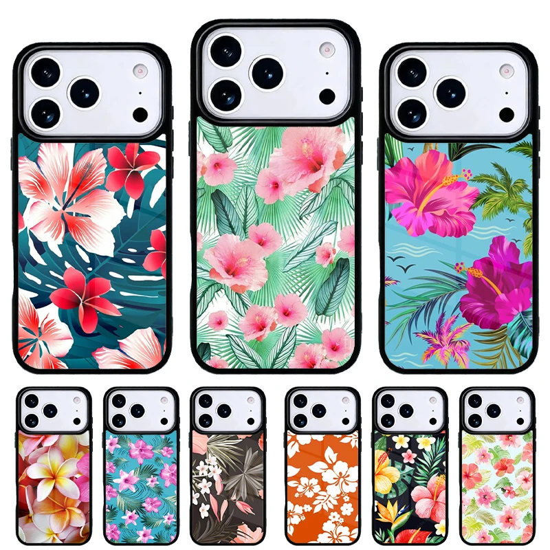 Funda iPhone con estampado hawaiano tropical – Carcasa protectora floral