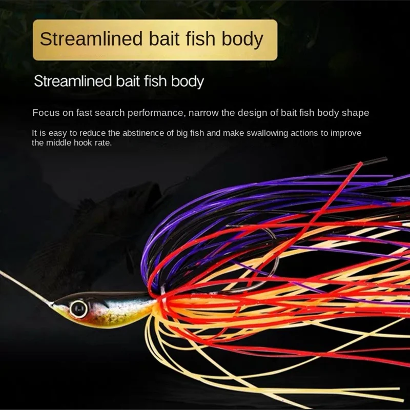 NEW Lurefans Spinnerbait Sinking Metal Jigging Fishing Lure 7g/10g/14g Double Willow-blade Composite Sequins Wobbler Fake Bait - imagen 4