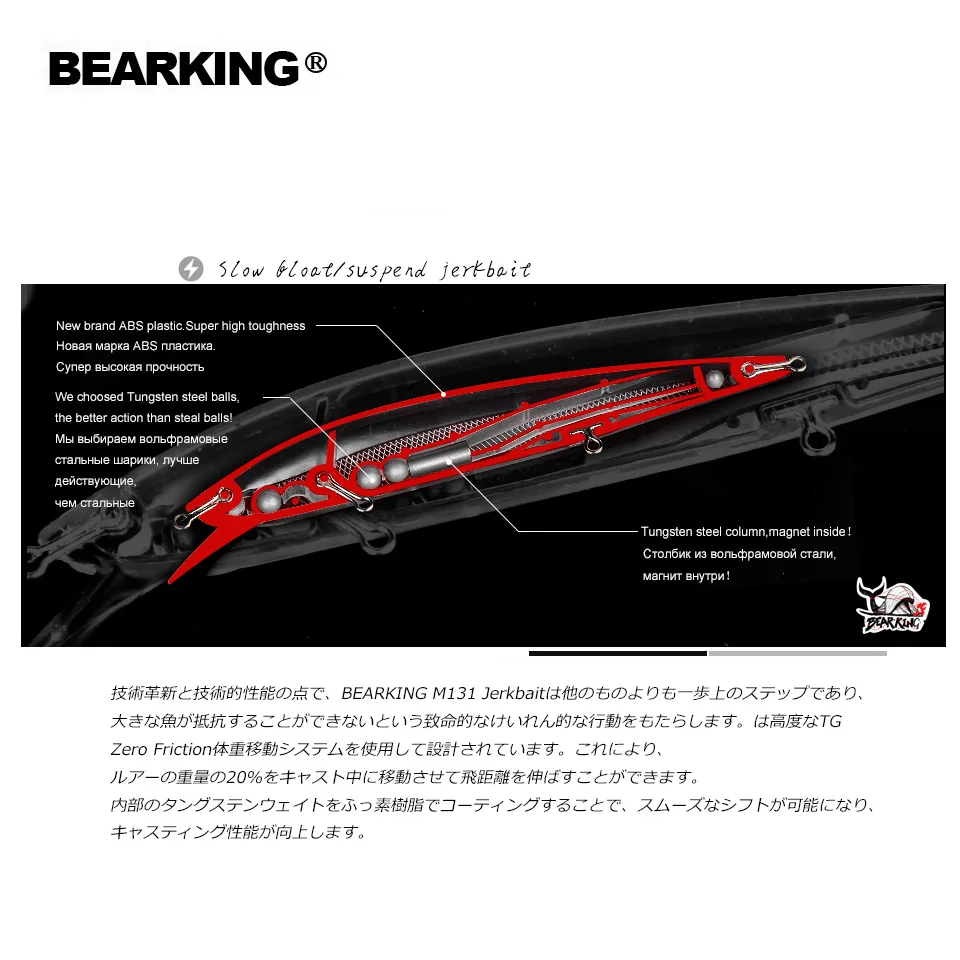 Bearking 13cm 22g Top Minnow suspensión para pesca señuelos duros Wobblers calidad cebos profesionales Crankbaits cebo Popper M131 - imagen 4