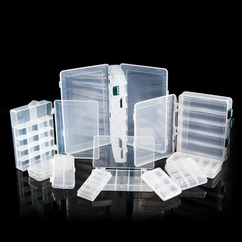 Conveniente contenedor organizador, caja de aparejos de pesca de plástico, 5 compartimentos de rejilla, estuche de almacenamiento para anzuelos y señuelos, accesorios de pesca - imagen 2