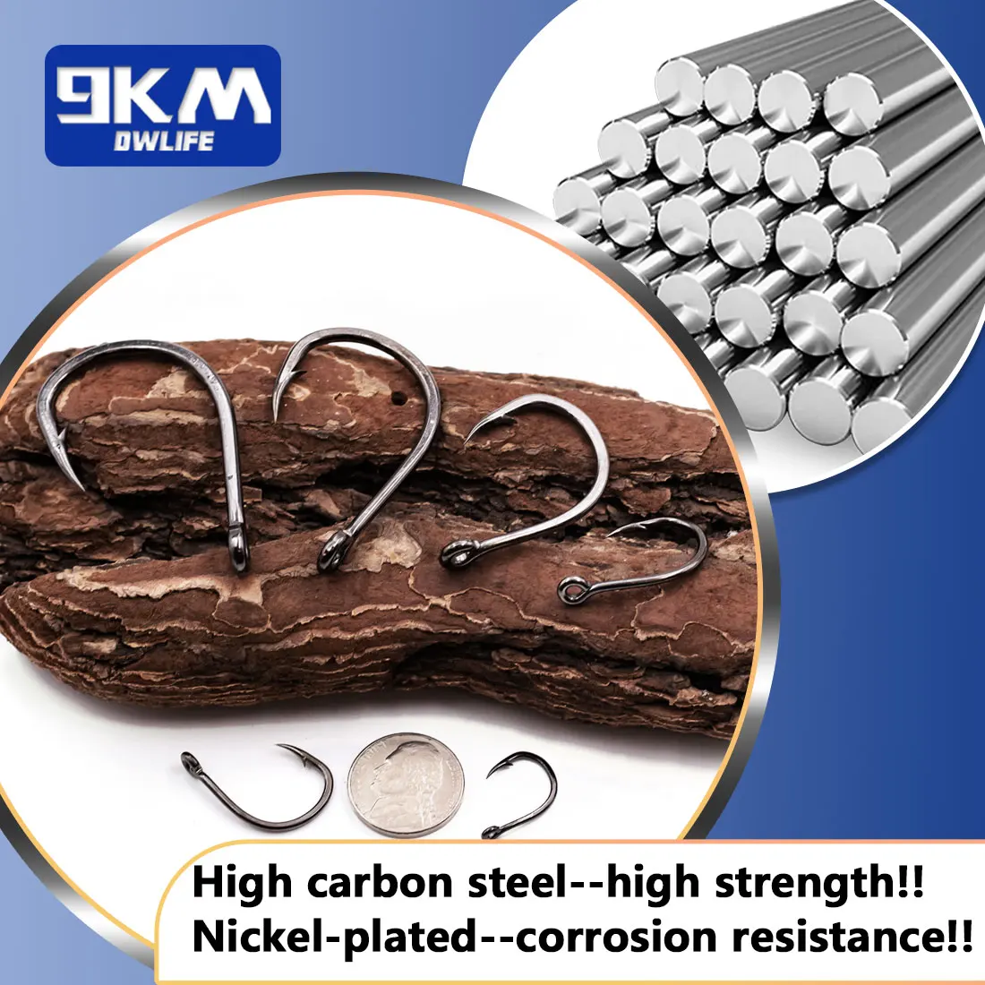 Anzuelos de pesca con cebo vivo, 25 ~ 100 Uds., anzuelo circular, anzuelos de pesca de agua salada, anzuelos de asistencia sin compensación de acero rico en carbono, para lubina, atún, Marlin - imagen 2